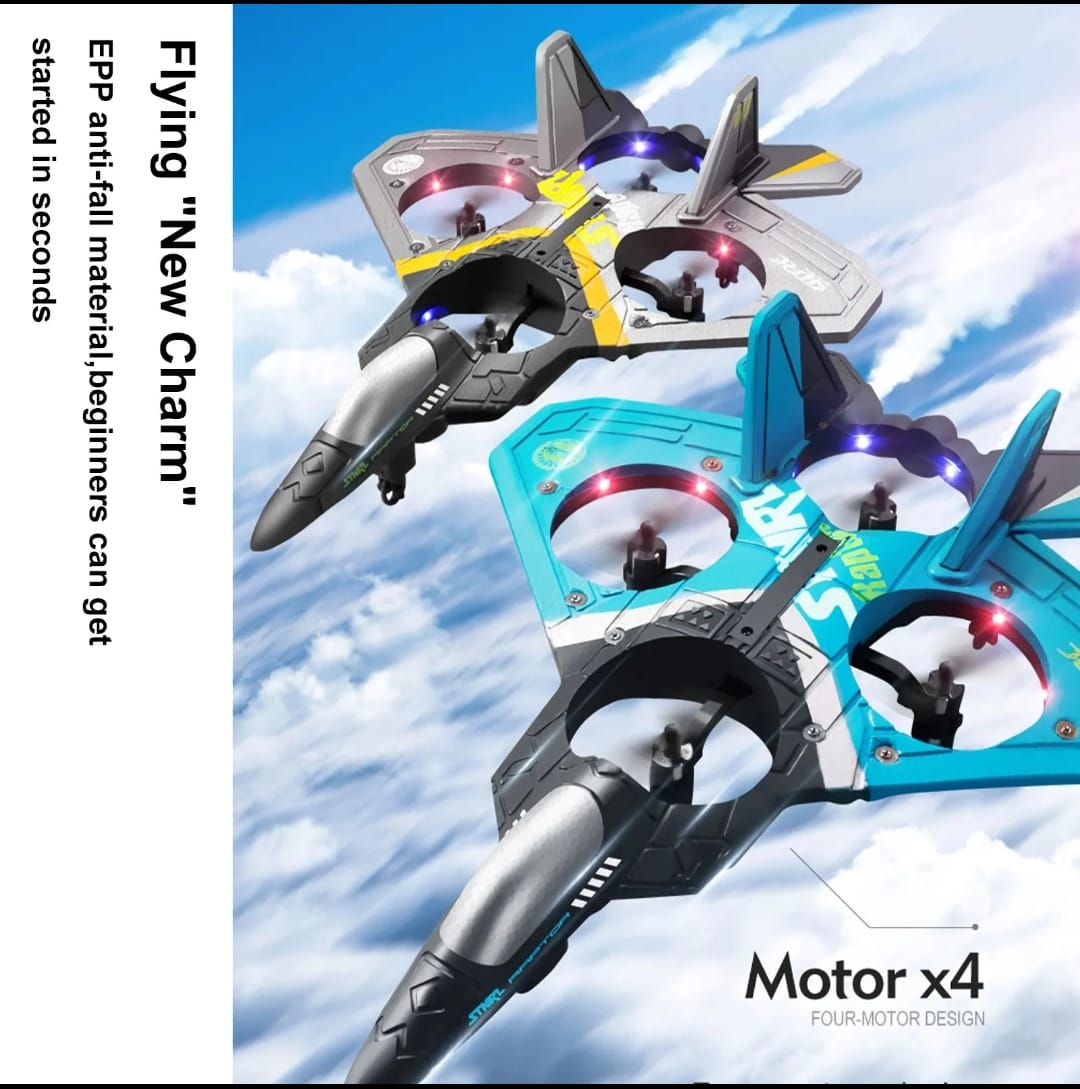 RC Fighter Jet Drone – 360° Stunt Rolls, LED Lights & Long Flight Time
