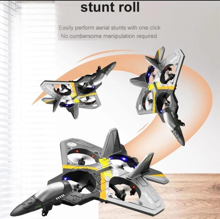 RC Fighter Jet Drone – 360° Stunt Rolls, LED Lights & Long Flight Time