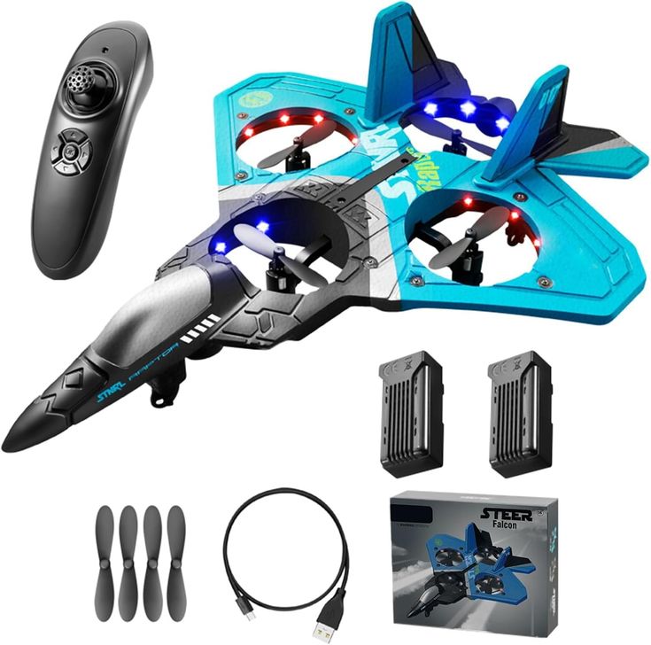 RC Fighter Jet Drone – 360° Stunt Rolls, LED Lights & Long Flight Time